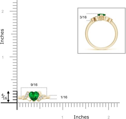 Angara Natural Emerald Engagement Ring for Women | Solitaire Emerald Heart Engagement Ring with Diamond Accents in 14K Solid Gold/Platinum | May Birthday, Gemstone Jewellery Gift in Saudi Arabia