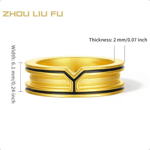 24K حلقات ذهبية صلبة نقية الذهب الأسود حلقة الإبهام قابلة للتكديس المجوهرات للنساء عاشق الرجال الأب الذكرى الذكرى الحجم 13-22 A0115045 in Saudi Arabia