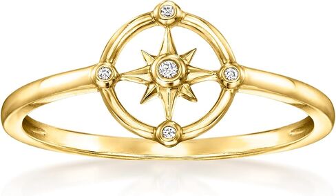 Pure Collection by Ross-Simons Diamond Compass Ring in 14kt Yellow Gold in Saudi Arabia