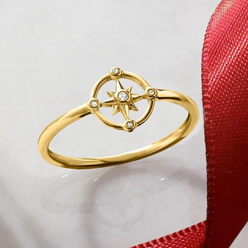 Pure Collection by Ross-Simons Diamond Compass Ring in 14kt Yellow Gold in Saudi Arabia