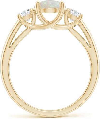 Angara Natural Opal Ring for Women | Oval Opal Ring with Diamond Accents in 14K Solid Gold/Platinum in Saudi Arabia
