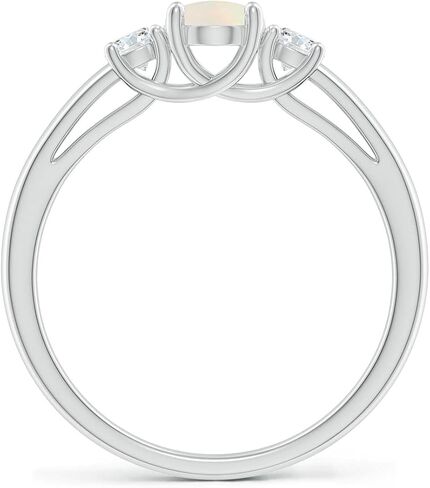 Angara Natural Opal Ring for Women | Oval Opal Ring with Diamond Accents in 14K Solid Gold/Platinum in Kuwait