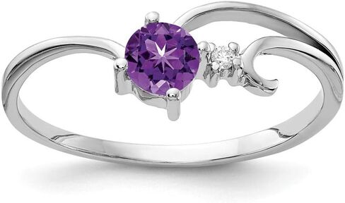 14k White Gold 4mm Amethyst AA Diamond ring in Saudi Arabia