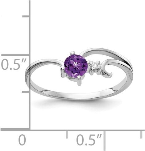 14k White Gold 4mm Amethyst AA Diamond ring in Saudi Arabia