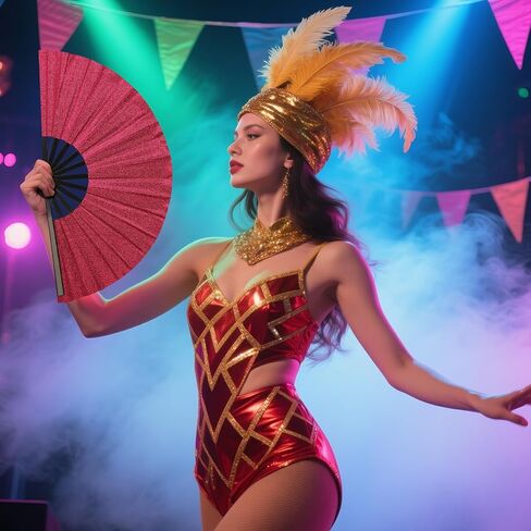 13 بوصة بريق كبير هذيان قابلة للطي مروحة اليد مع الحافظة للرجال/النساء مروحة محمولة ل EDM ، المهرجان ، النادي ، الحفلات ، الرقص خط ، ذهب in Kuwait