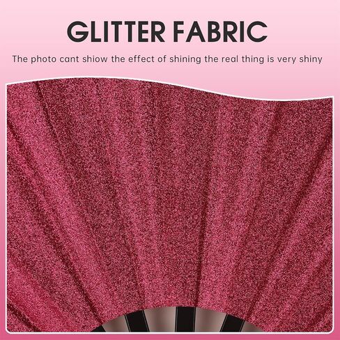 13 بوصة بريق كبير هذيان قابلة للطي مروحة اليد مع الحافظة للرجال/النساء مروحة محمولة ل EDM ، المهرجان ، النادي ، الحفلات ، الرقص خط ، ذهب in Kuwait