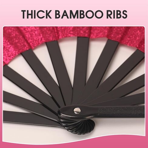 13 بوصة بريق كبير هذيان قابلة للطي مروحة اليد مع الحافظة للرجال/النساء مروحة محمولة ل EDM ، المهرجان ، النادي ، الحفلات ، الرقص خط ، ذهب in Kuwait