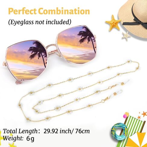 سلسلة نظارات نظارات شمسية من Lureen Crystal Crystal للنساء ، قلادة نظارات الحزام الشمسي حول الرقبة in Kuwait
