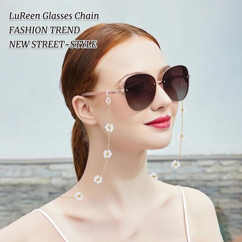 سلسلة نظارات نظارات شمسية من Lureen Crystal Crystal للنساء ، قلادة نظارات الحزام الشمسي حول الرقبة in Kuwait