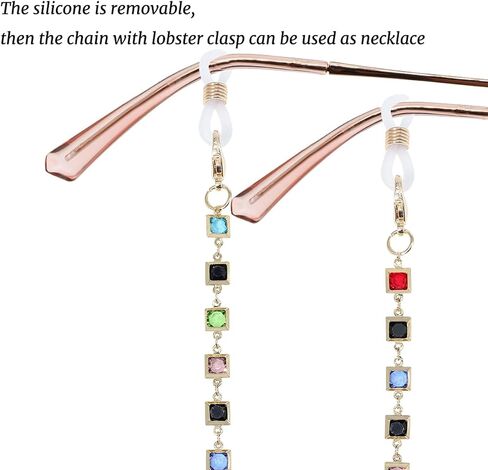 سلسلة نظارات نظارات شمسية من Lureen Crystal Crystal للنساء ، قلادة نظارات الحزام الشمسي حول الرقبة in Kuwait