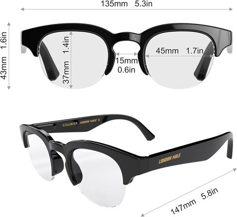 LONDON MOLE® Courier Fashion Glasses | Clear lens Zeros | Vintage browline frames | Unisex Fit | Spring Hinges in Saudi Arabia