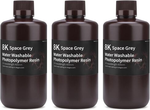 ELEGOO راتينج قابل للغسل بالماء 8K، 405 نانومتر معالجة سريعة بالأشعة فوق البنفسجية راتنج فوتوبوليمر لزحل 2، زحل 3، مارس 4، طابعة LCD ثلاثية الأبعاد، رمادي فضائي 1000 جرام in Kuwait