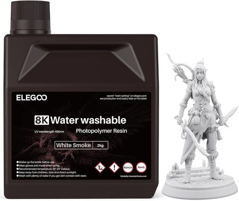 ELEGOO 8K Water Washable Resin, 405nm Rapid UV Curing Photopolymer Resin for Saturn 2, Saturn 3, Mars 4, LCD 3D Printer, Space Grey 1000G in Kuwait