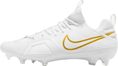 Nike Huarache 9 Varsity Lax Lacrosse Cleats (FD0090-100 ، الذهب الأبيض/الأبيض/المعدني) الحجم 10.5 in Saudi Arabia