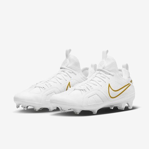 Nike Huarache 9 Varsity Lax Lacrosse Cleats (FD0090-100 ، الذهب الأبيض/الأبيض/المعدني) الحجم 10.5 in Saudi Arabia
