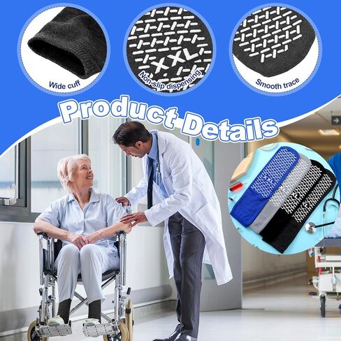 Foaincore 12 Pairs Non Slip Hospital Socks with Grips for Men Women Single Tread Slipper Socks for Seniors Patients in Saudi Arabia