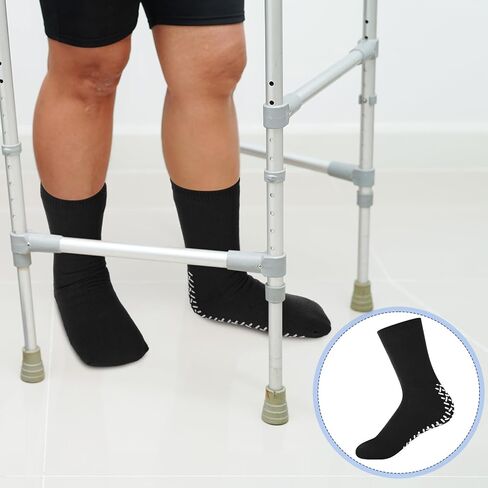 Foaincore 12 Pairs Non Slip Hospital Socks with Grips for Men Women Single Tread Slipper Socks for Seniors Patients in Saudi Arabia