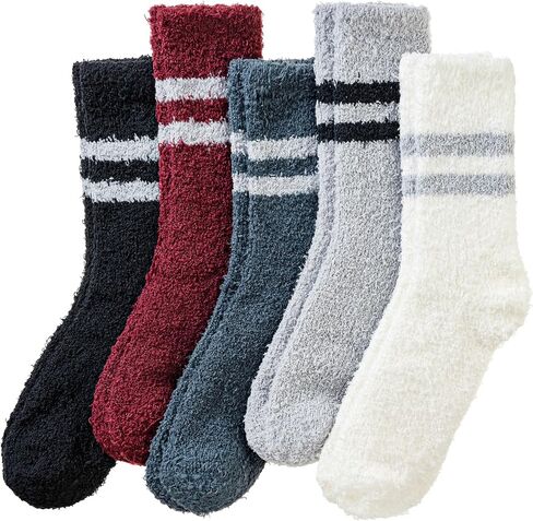 Velice Mens Fuzzy Socks Soft Cozy Fluffy Slipper Winter Thick Warm Plush Fleece Cabin Home Sleeping Socks 5 Pairs in Kuwait