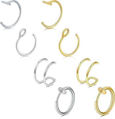 MODRSA FAPE SNOPE RING HOOP D شكل مزيف حاجز حاجز مقطع خاتم حاجز غير مثقوب على حلقات الشفاه فو القرط in Saudi Arabia