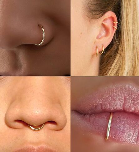 MODRSA FAPE SNOPE RING HOOP D شكل مزيف حاجز حاجز مقطع خاتم حاجز غير مثقوب على حلقات الشفاه فو القرط in Saudi Arabia