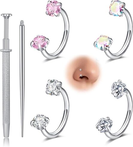 Longita 20g 18g حلقة الأنف الحدودية للنساء للنساء جوهرة الحذاء الحذاء خاتم الأنف الطوق الجراحي الفولاذ الفضي الذهب الغضروف اللولب Tragus حلق الأطواق Labret Percing Jewelry حلقات صغيرة الحاجز in Kuwait