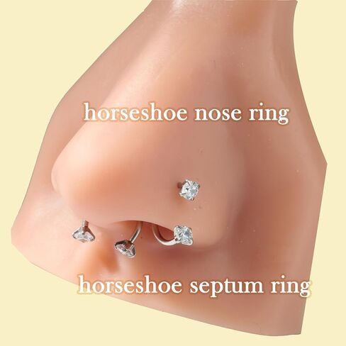 Longita 20g 18g حلقة الأنف الحدودية للنساء للنساء جوهرة الحذاء الحذاء خاتم الأنف الطوق الجراحي الفولاذ الفضي الذهب الغضروف اللولب Tragus حلق الأطواق Labret Percing Jewelry حلقات صغيرة الحاجز in Kuwait