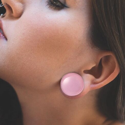 Vankula 14PCS/10PCS 14G-00G Glass Ear Gauges Stretching Kit Short Taper Expander Comfy Dead Pain-Free Plugs with Rubber Rings Domed Body Piercing Jewelry in Kuwait