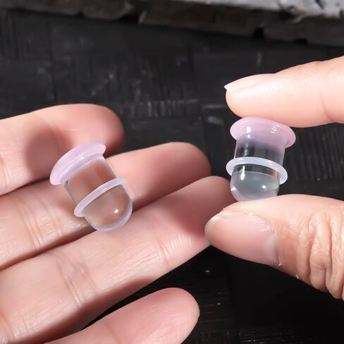Vankula 14PCS/10PCS 14G-00G Glass Ear Gauges Stretching Kit Short Taper Expander Comfy Dead Pain-Free Plugs with Rubber Rings Domed Body Piercing Jewelry in Kuwait