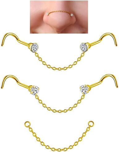 حلقات الأنف سلسلة ترصيع مثالي المجوهرات للنساء الرجال 18G 20G G23 التيتانيوم عبر مجوهرات الأنف in Kuwait