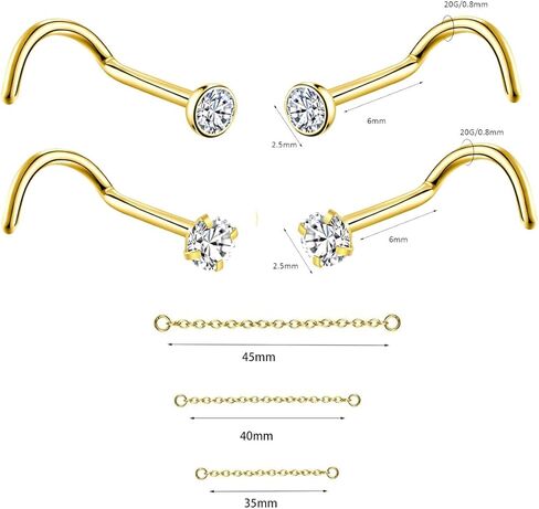 حلقات الأنف سلسلة ترصيع مثالي المجوهرات للنساء الرجال 18G 20G G23 التيتانيوم عبر مجوهرات الأنف in Kuwait