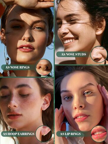 Jstyle 14K Gold Nose Rings for Women Men - 20G Stainless Steel Nose Rings Hoops L Shaped Studs Hypoallergenic Nostril Piercings Jewelry Helix Cartilage Daith Tragus Sleeper Earrings Gold/Silver in Saudi Arabia