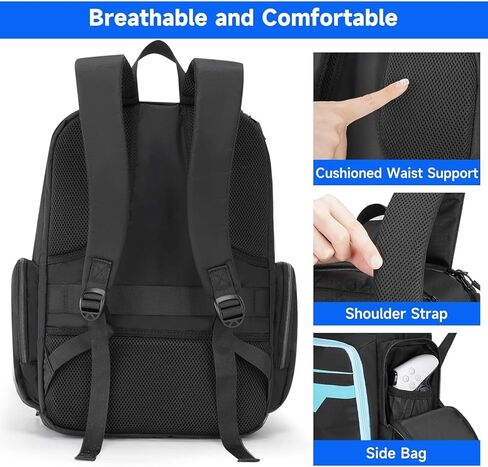Deegotech Gaming Backpack for PS5, Protective Travel Carrying Case Bag Compatible with Playstation 5 Console Game Storage Bag with Multiple Pockets for PS5 Disc/Game Cards/Laptop Tech Gifts for Men in Kuwait