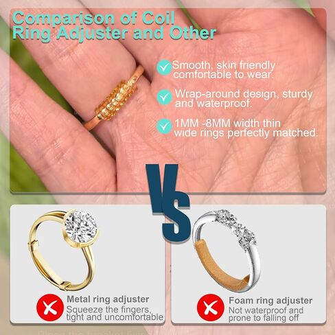 ضابط حجم الحلقة للحلقات فضفاضة ， حراس ضابط خاتم Kueroarami ، 6 أحجام من الحلقات المجاهة Rings Trainener من 1-8 مم ، يقلل من حجم الفواصل بمقدار 0.5-1.5 (الذهب) in Kuwait