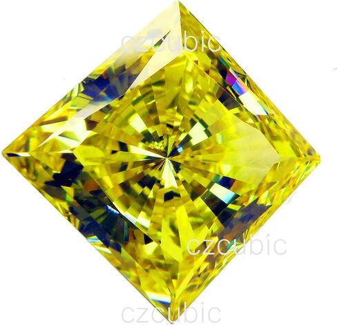 12 X 12 MM / 9.50 CTS Yellow Cubic Zirconia Super Quality Loose Square Stone 7 Star U.S.A Shipper in Saudi Arabia