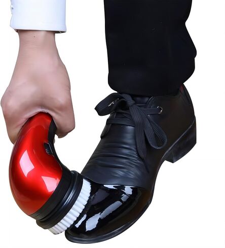 Mini Electric Household Shoe Polisher, Portable Leather Polishing Equipment, Automatic Cleaning Machine, Hand-Held Shoe Polisher Kit for Men and Women, Leather Care Kit,Red in Saudi Arabia