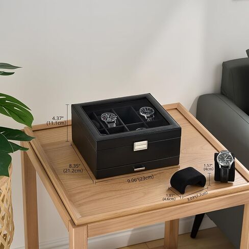 Procase Watch Case ، 8 Slot Mens Watch Box Holder Organizer With Lid Glass ، و Display Watches Case ، ومربع مجوهرات للرجال مع درج ، وهدايا عيد ميلاد للرجال للنساء -8 ، فتحة إسبرسو in Kuwait
