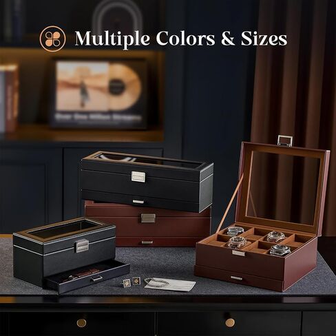 Procase Watch Case ، 8 Slot Mens Watch Box Holder Organizer With Lid Glass ، و Display Watches Case ، ومربع مجوهرات للرجال مع درج ، وهدايا عيد ميلاد للرجال للنساء -8 ، فتحة إسبرسو in Kuwait