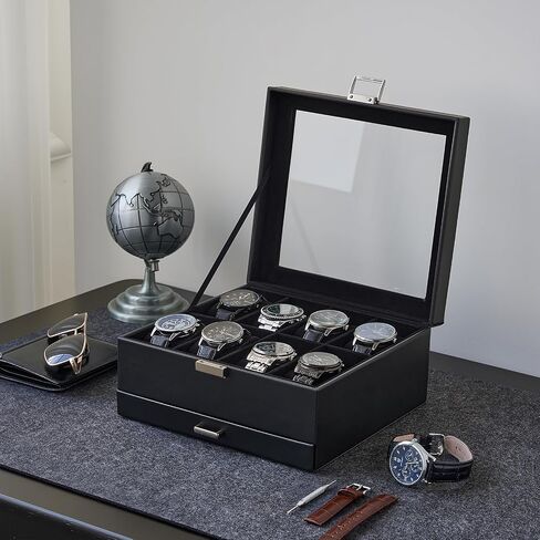 Procase Watch Case ، 8 Slot Mens Watch Box Holder Organizer With Lid Glass ، و Display Watches Case ، ومربع مجوهرات للرجال مع درج ، وهدايا عيد ميلاد للرجال للنساء -8 ، فتحة إسبرسو in Kuwait
