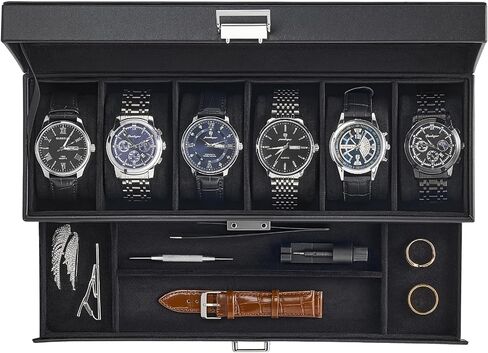 Procase Watch Case ، 8 Slot Mens Watch Box Holder Organizer With Lid Glass ، و Display Watches Case ، ومربع مجوهرات للرجال مع درج ، وهدايا عيد ميلاد للرجال للنساء -8 ، فتحة إسبرسو in Kuwait