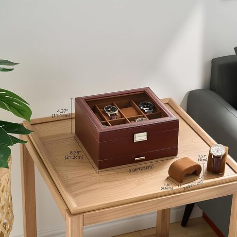 Procase Watch Case ، 8 Slot Mens Watch Box Holder Organizer With Lid Glass ، و Display Watches Case ، ومربع مجوهرات للرجال مع درج ، وهدايا عيد ميلاد للرجال للنساء -8 ، فتحة إسبرسو in Kuwait