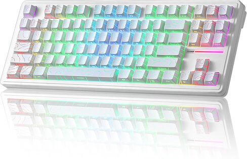 YUNZII YZ87 75% Gasket Mechanical Keyboard,TKL Wireless Hot Swappable Bluetooth Gaming Keyboard with 4-Layer Padding,BT5.0/2.4Ghz/Type-C NKRO RGB Keyboard for Linux/Win/Mac(Black,Milk Switch) in Kuwait