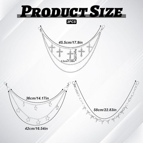 3 Pcs Trousers Chain Pants Chain Belt Wallet Halloween Chain Layered Pocket Chain Fashion Hip Hop Punk Jeans Chain Key Chain Y2K Goth Accessories Rock Pocket Chains for Women Men in Saudi Arabia