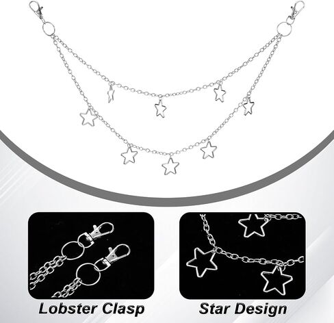 3 Pcs Trousers Chain Pants Chain Belt Wallet Halloween Chain Layered Pocket Chain Fashion Hip Hop Punk Jeans Chain Key Chain Y2K Goth Accessories Rock Pocket Chains for Women Men in Saudi Arabia