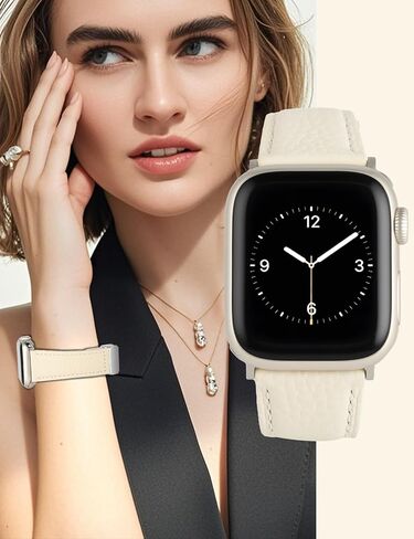 نطاق ساعة مراقبة مغناطيسية جلدية متوافقة مع Apple Watch 46mm 45mm 44mm 42mm 41mm 40mm 40mm 38mm ، حزام بديل مصمم الحبوب العلوي للنساء Men iWatch Series 10/9/8/7/6/5/4/3/2/1/se/se/ultra 2 in Saudi Arabia