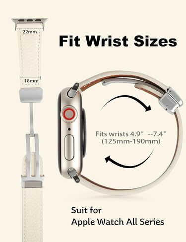 نطاق ساعة مراقبة مغناطيسية جلدية متوافقة مع Apple Watch 46mm 45mm 44mm 42mm 41mm 40mm 40mm 38mm ، حزام بديل مصمم الحبوب العلوي للنساء Men iWatch Series 10/9/8/7/6/5/4/3/2/1/se/se/ultra 2 in Saudi Arabia