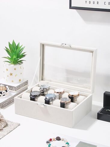 Bracelet Holder Organizer Box, Jewelry Storage Case with 2 Rods, Bangle Watch Display Tray for Women Girls (Beige) in Saudi Arabia