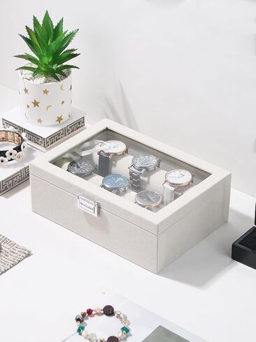 Bracelet Holder Organizer Box, Jewelry Storage Case with 2 Rods, Bangle Watch Display Tray for Women Girls (Beige) in Saudi Arabia