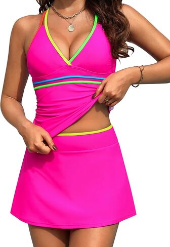 BMJL WomensTwo Piece Tankini Bathing Suits with Skirt Tummy Control Swimsuits Modest Swimwear 2025 in Saudi Arabia