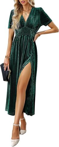 سيسياكي المرأة الرجعية V-neck Velvet Maxi Dress Great Guest Party Party Long Dresses in Kuwait