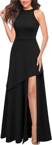 MUSHARE Women's Halter Neck Formal Dress Sexy Split Party Long Cocktail Dresses in Kuwait
